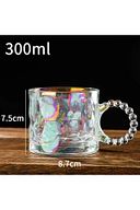 Gökkuşağı Kupa Gamzeli Veya Çizgili Cam Bardak Viski Kokteyl Kahve Ve Sunum Bardağı 350 ml