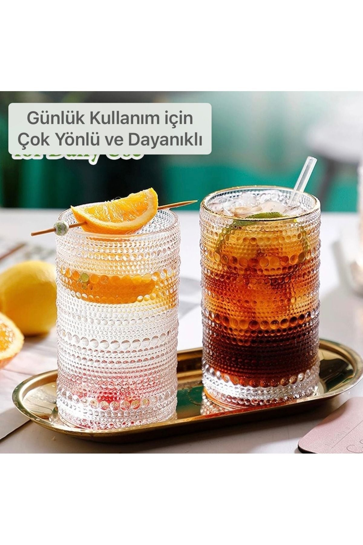 Yenigeldi 1 Adet Y38 420 ml Vintage Hobnail Bardak Antika Boncuk Kabartmalı Kahveviski