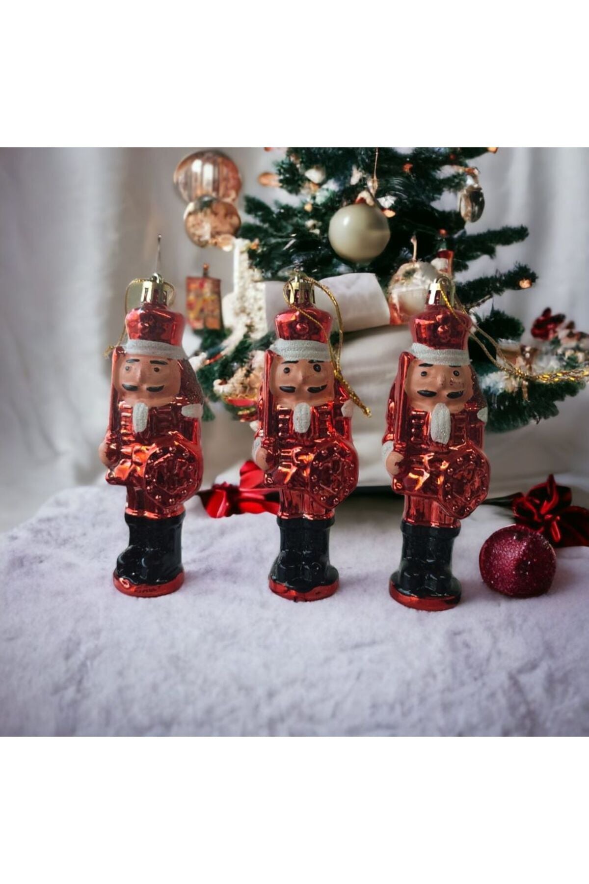 Yenigeldi 3 Adet Fındıkkıran Asker (7 CM) Nutcracker Çam Ağacı Süsü Yılbaşı Doğum Günü Parti Süslemeleri