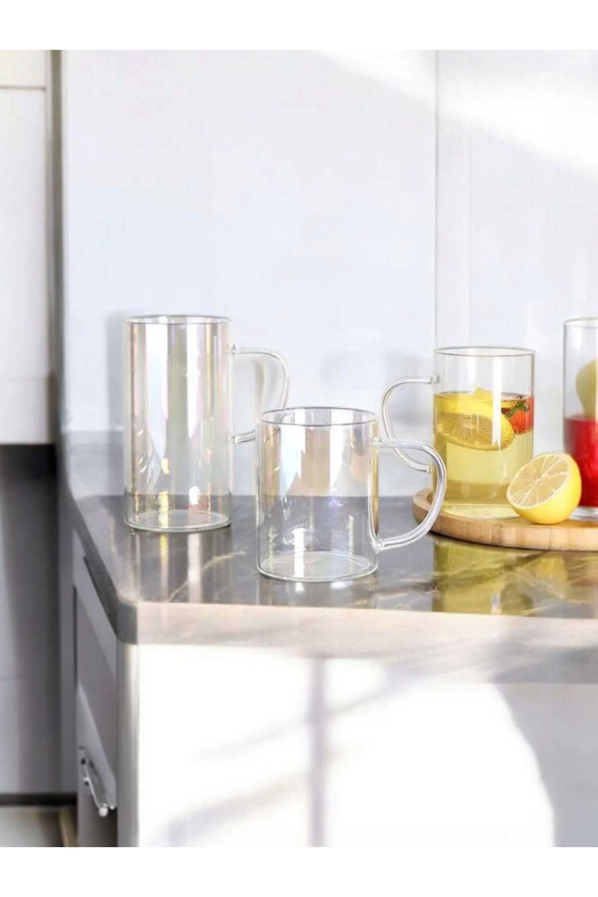 Yenigeldi 4 Adet Gökkuşağı Borosilicate Isıya Dayanıklı Termisil Rainbow Glass Cup