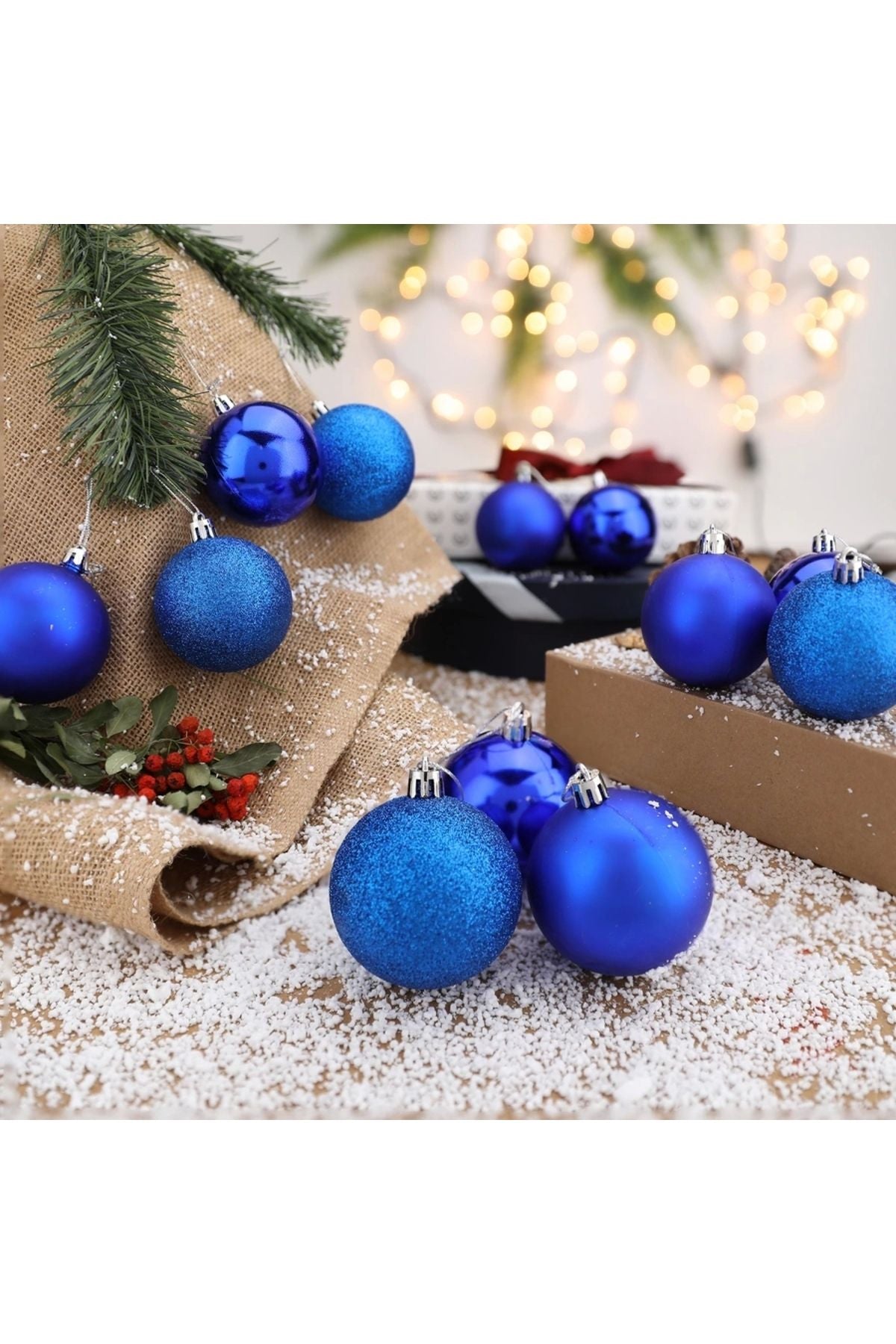 12'li Mavi 6 Cm Yılbaşı Topu, Noel Topu, Çam Ağacı Topu,süs Topu