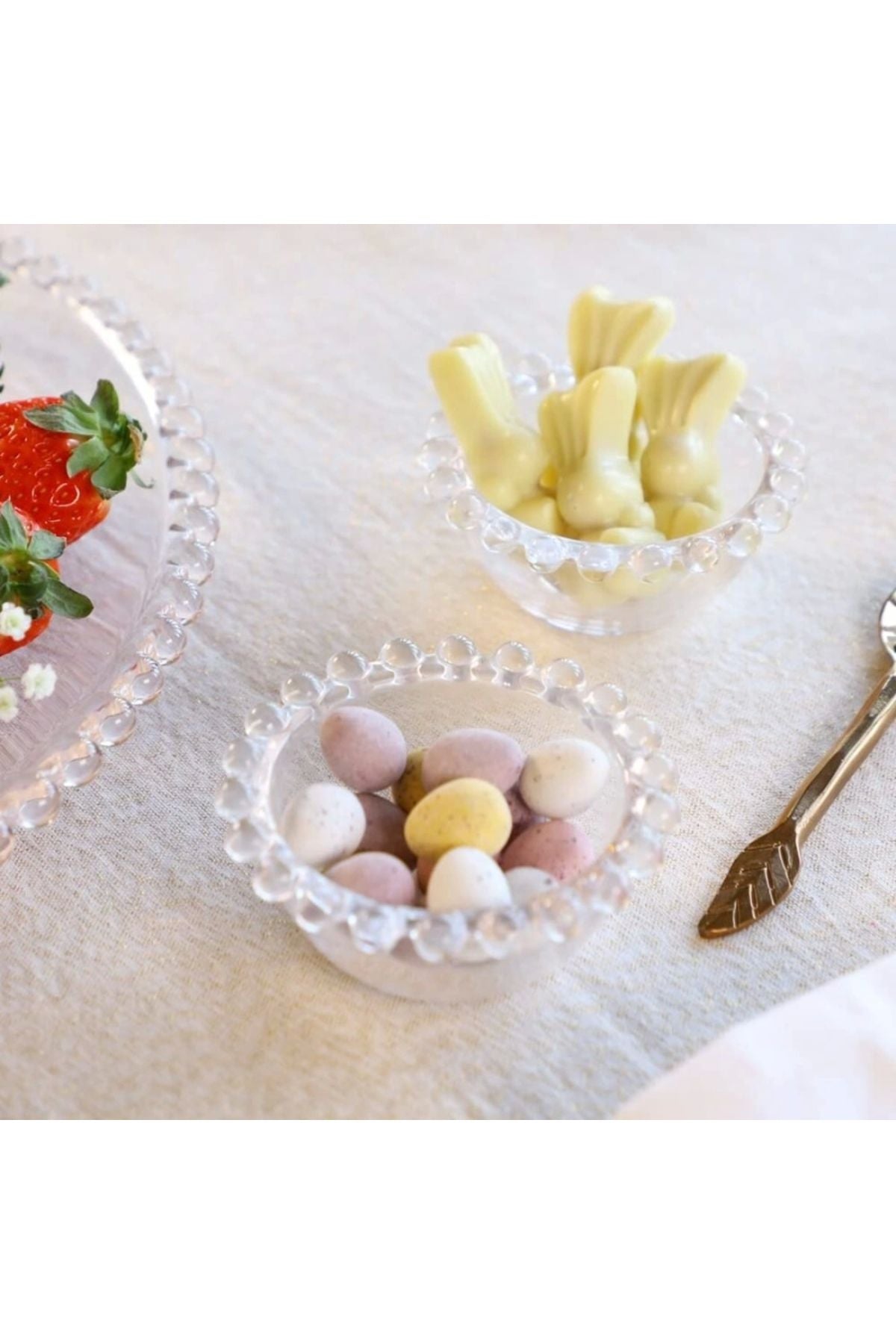 Yenigeldi 1 Adet Yuvarlak Boncuk Kenarlı Çerez Draje Lokum Reçel Sunum Kasesi Tealight Mumluk