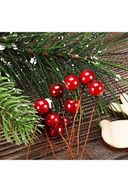 Yenigeldi 2 Demet ( Bir Demetinde : 6 Adet Vardır ) Mini Uğur Kokina Red Berry Yılbaşı Süsü Dekor Süs T108