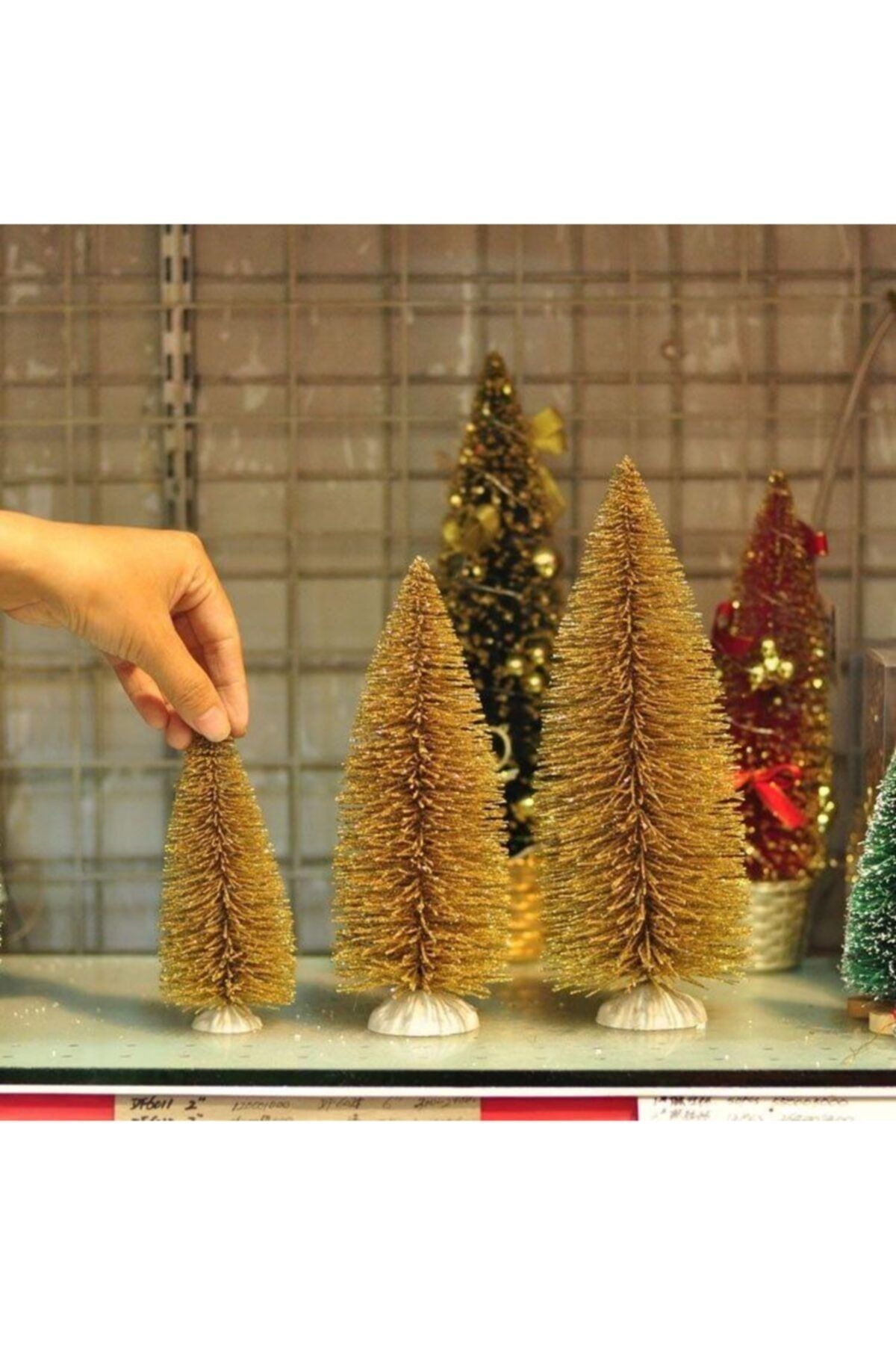 10 Cm T14 Yılbaşı Masa Çam Ağacı, Simli Çam Ağacı, Masa Dekorasyon, Süslü Minik Çam Ağacı(ORTA BOY)