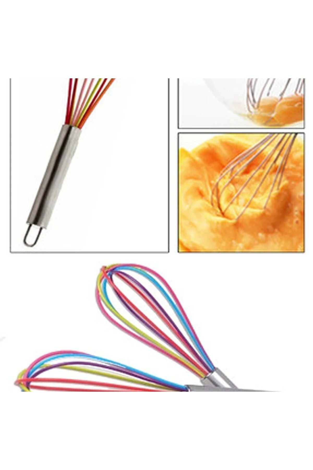 Yenigeldi 1 Adet Renkli Silikon Yapışmaz Çırpıcı Pratik Yumurta Çırpıcı Yemek Pişirmek İçin (29 CM)