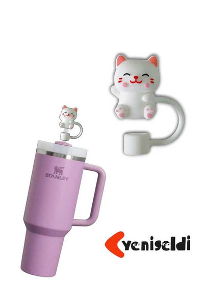 Yenigeldi 1 Adet (10MM) Stnly Quencher Uyumlu Toz Geçirmez Şans Kedisi Pipet Tıpası