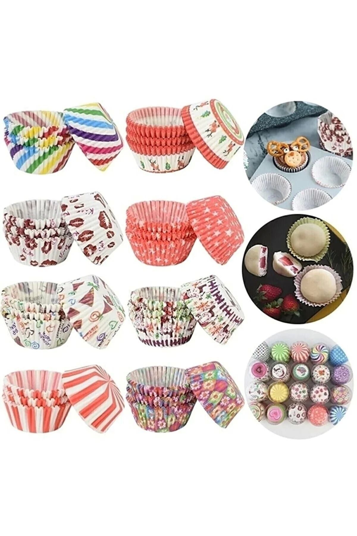 Yenigeldi 200 Adet Renkli Muffin Cupcake Kalıpları Kek Kapsülü Cupcake Muffin Kağıdı