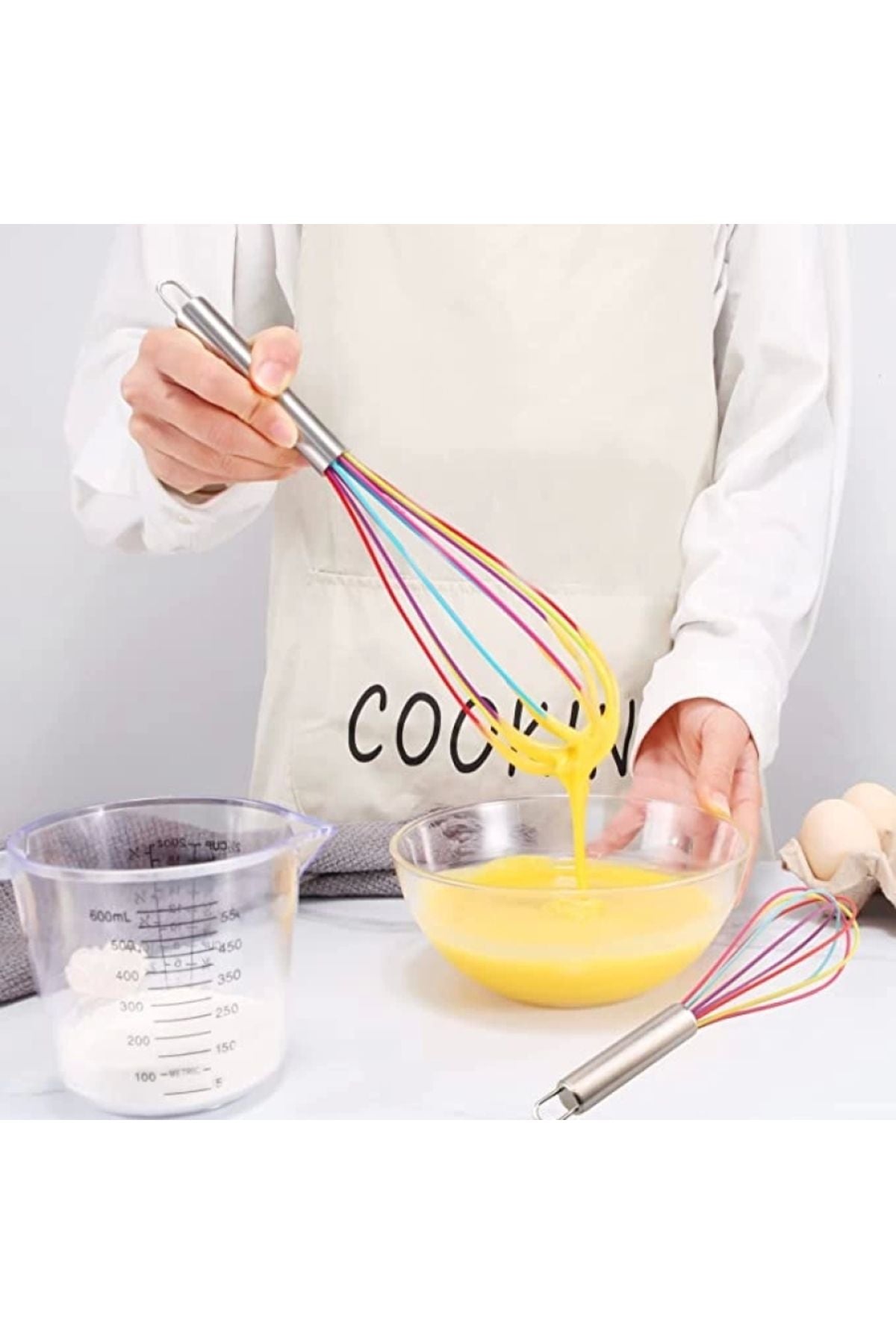 Yenigeldi 1 Adet Renkli Silikon Yapışmaz Çırpıcı Pratik Yumurta Çırpıcı Yemek Pişirmek İçin (29 CM)