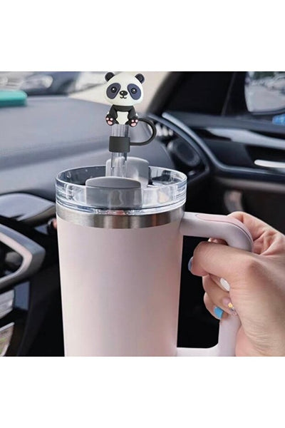 Yenigeldi Panda Figürlü 10mm Silikon Pipet Kapağı - Termos Pipet Koruyucu Tıpası ve Başlığı