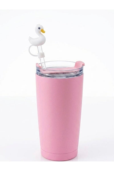 Yenigeldi Kuğu Model Silikon Pipet Kapağı - Termos ve Tumbler Pipet Koruyucu Tıpası (Beyaz Kuğu)