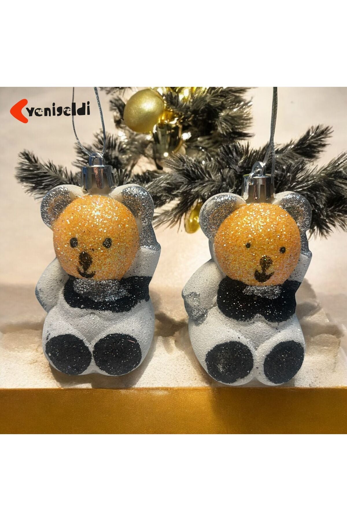 Yılbaşı Ağacı Teddy Ayı Süsü, Şenlikli Dekor ve Kış Tatil Süsü - Ağaç, Şömine Rafı Süsü T54