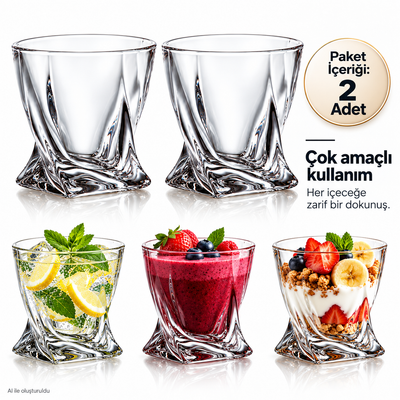 2 Adet İskoç Tarzı Kokteyl Bardağı