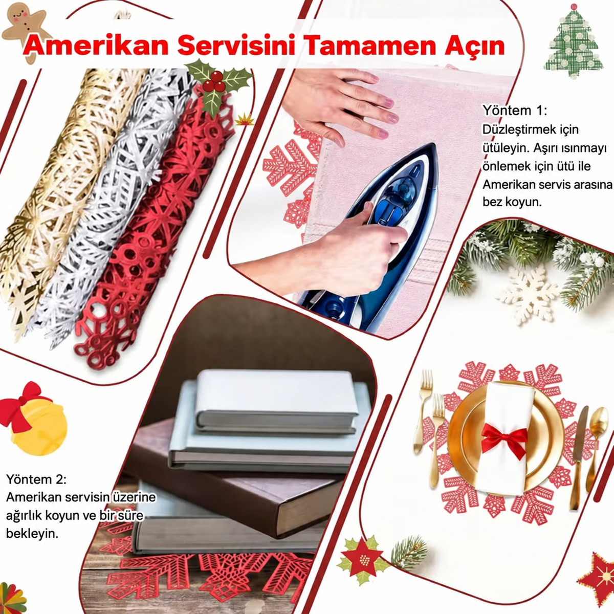 4 Adet Kar Tanesi Amerikan Servis Yılbaşı Dekorasyon Yıkanabilir