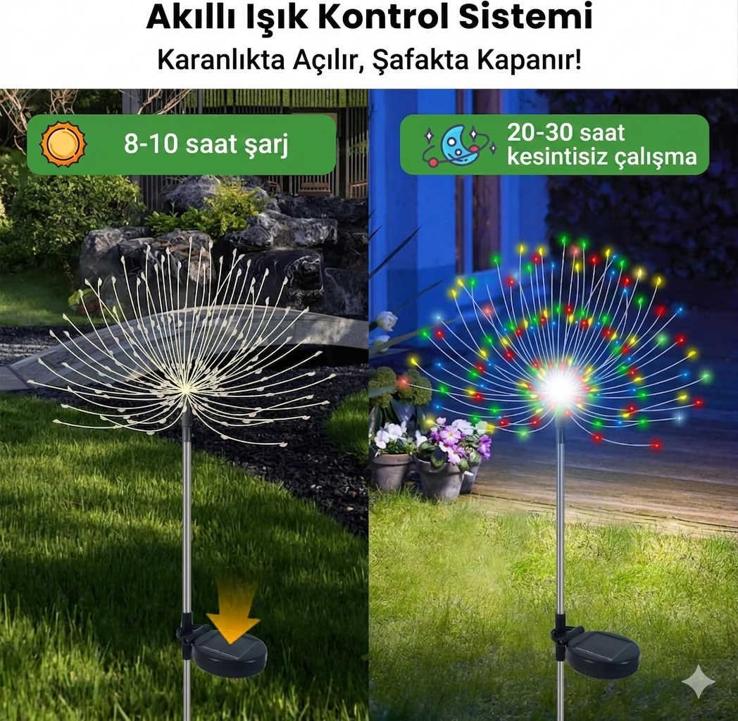 Güneş Enerjili Bahçe Aydınlatması Çok Renkli LED Işıklar, Dış Mekan Aydınlatma