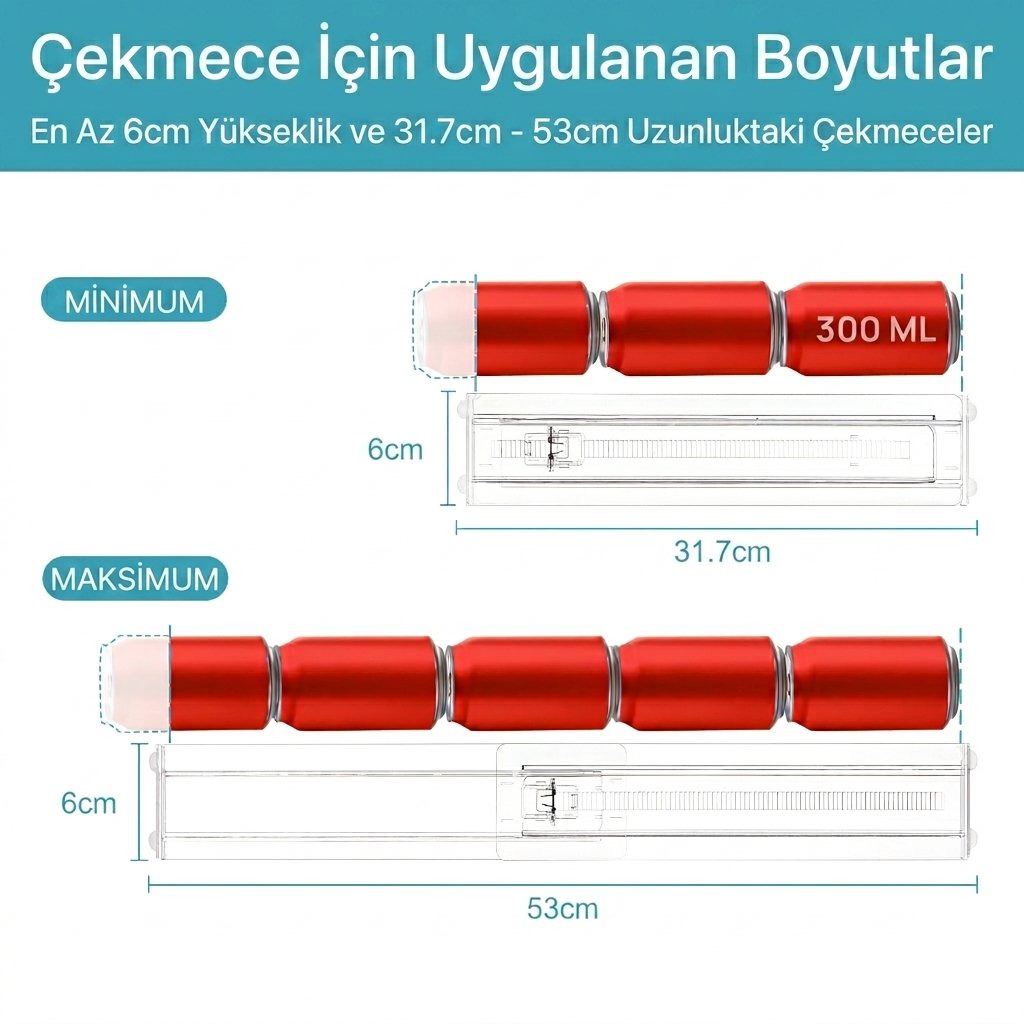 Yenigeldi Ayarlanabilir Yapışkansız Kilitlenebilir Şeffaf Çekmece Bölücü Plastik Organizer Düzenleyici