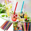 Sparkly Ringed 4-Piece Tritan Straw Set + Cleaning Brush - Compatible with 40oz Stanley Quencher