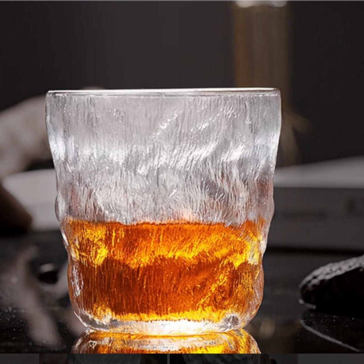 2 Adet İceland buzul bardak – 300 ml El Yapımı Buz Dokulu Viski ve Kokteyl Bardağı