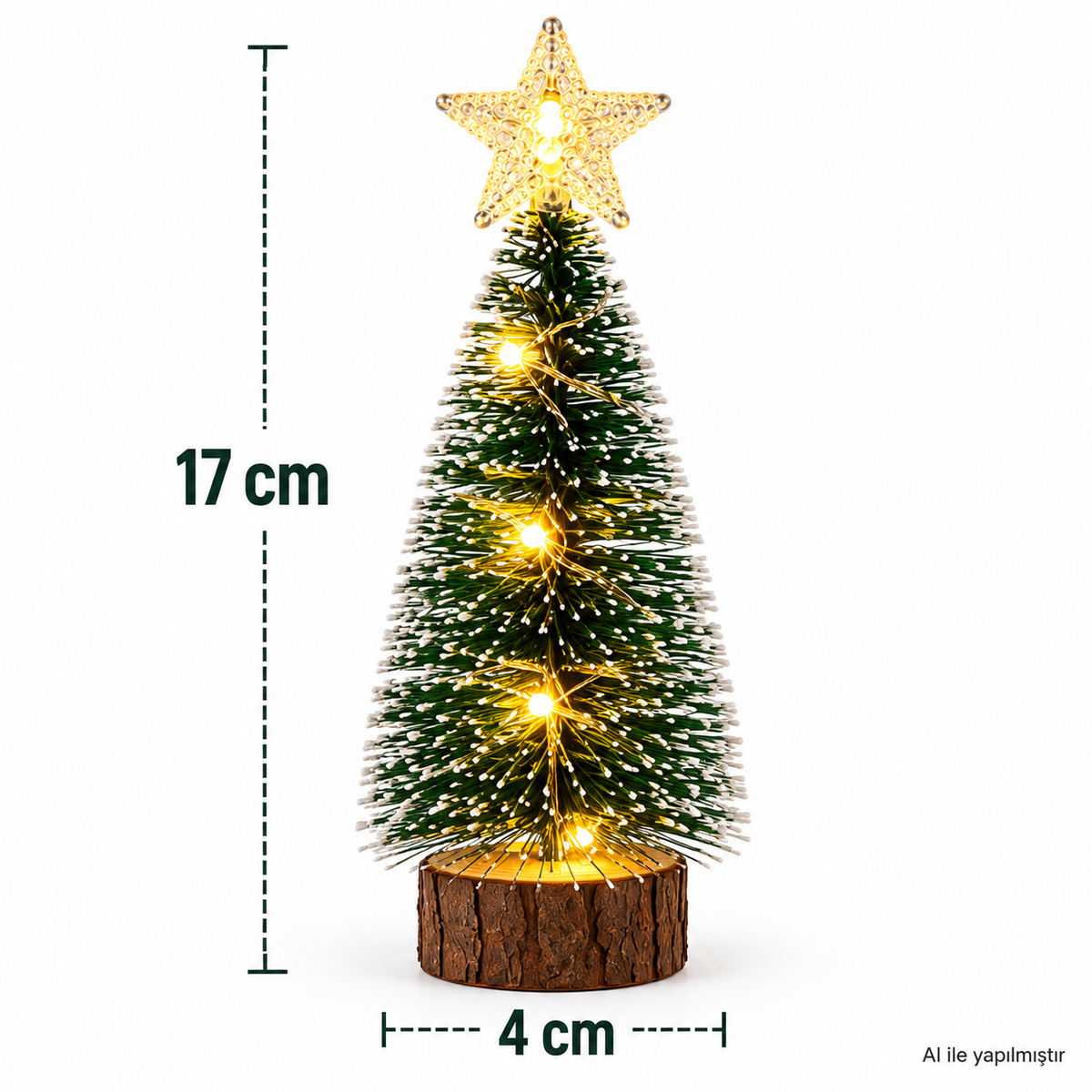 LED Peri Gün Işığı + 1 Adet Tepe Yıldızlı Kar Efektli Mini Yılbaşı Ağacı