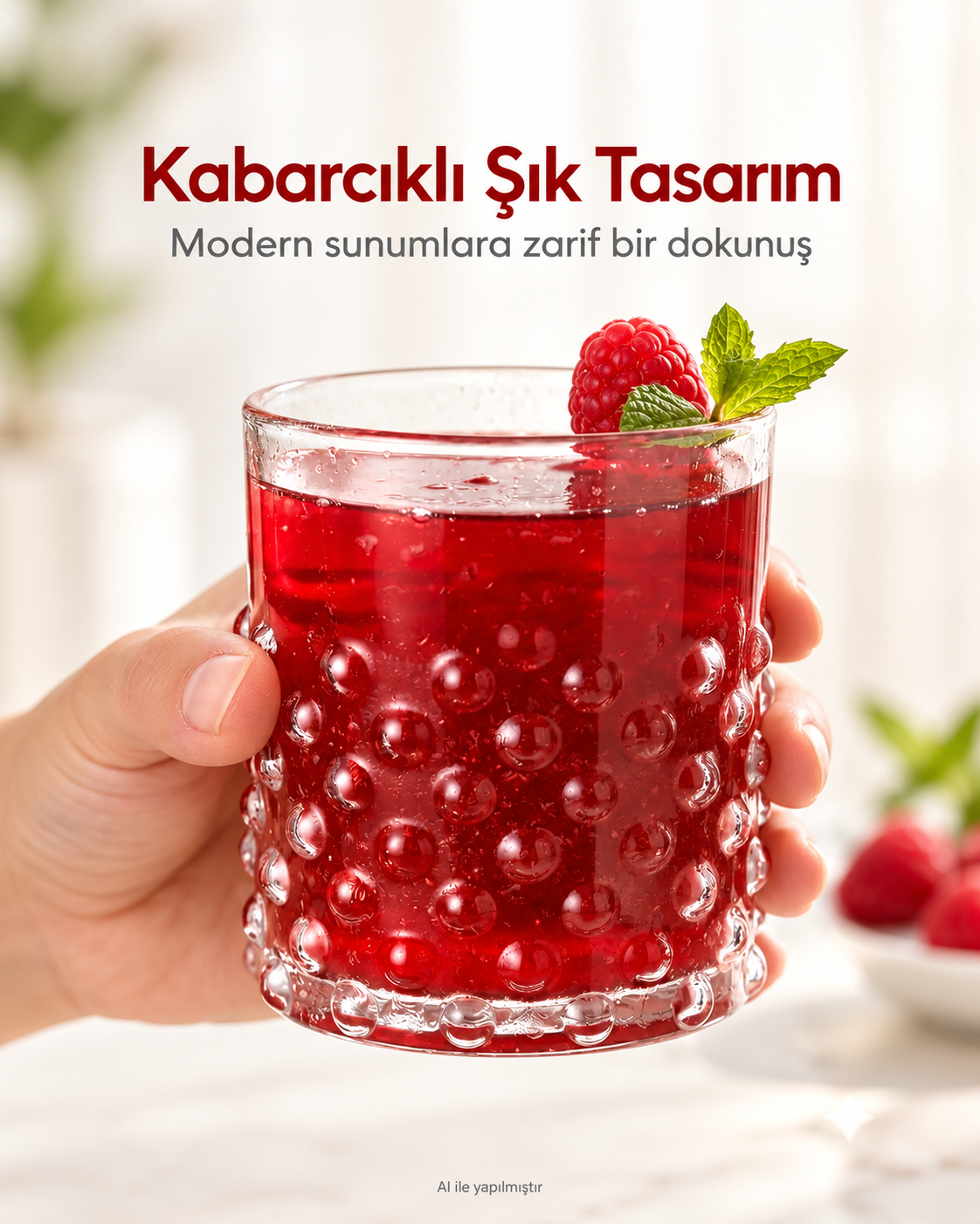 1 Adet Isıya Dayanıklı Kabarcıklı Cam Bardak - Dekoratif Borosilikat Bardak