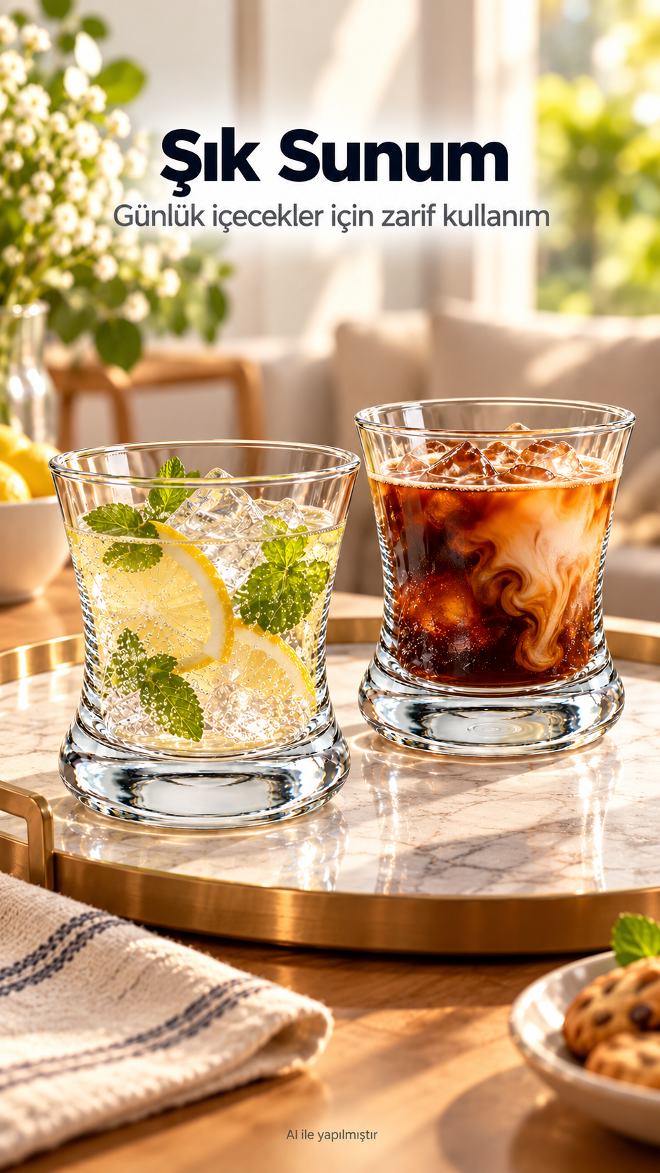2 adet Kalın Tabanlı Şeffaf Bardak – Premium Klasik Tasarım, 300 ml Cam