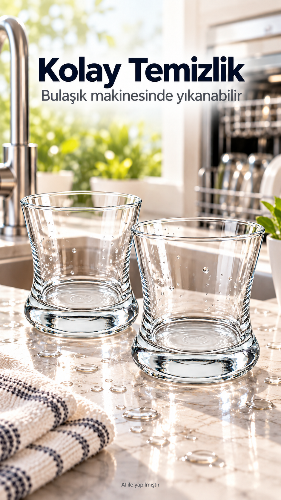 2 adet Kalın Tabanlı Şeffaf Bardak – Premium Klasik Tasarım, 300 ml Cam