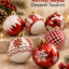 6’lı Kırmızı Beyaz Yılbaşı Ağacı Süsü Seti, Desenli Noel Topları, Dekoratif Yılbaşı Süsleri