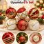 6 Adet Kırmızı Beyaz Altın Yılbaşı Ağacı Süsü – Desenli Noel Topu Seti, Dekoratif Yılbaşı Süsleri