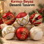 6 Adet Kırmızı Beyaz Altın Yılbaşı Ağacı Süsü – Desenli Noel Topu Seti, Dekoratif Yılbaşı Süsleri