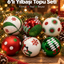 6’lı Kırmızı Yeşil Beyaz Yılbaşı Topu Seti – Kar Tanesi, Noel Baba ve Geometrik Desenli Noel Ağacı Süsleri, Çam Ağacı Dekoru