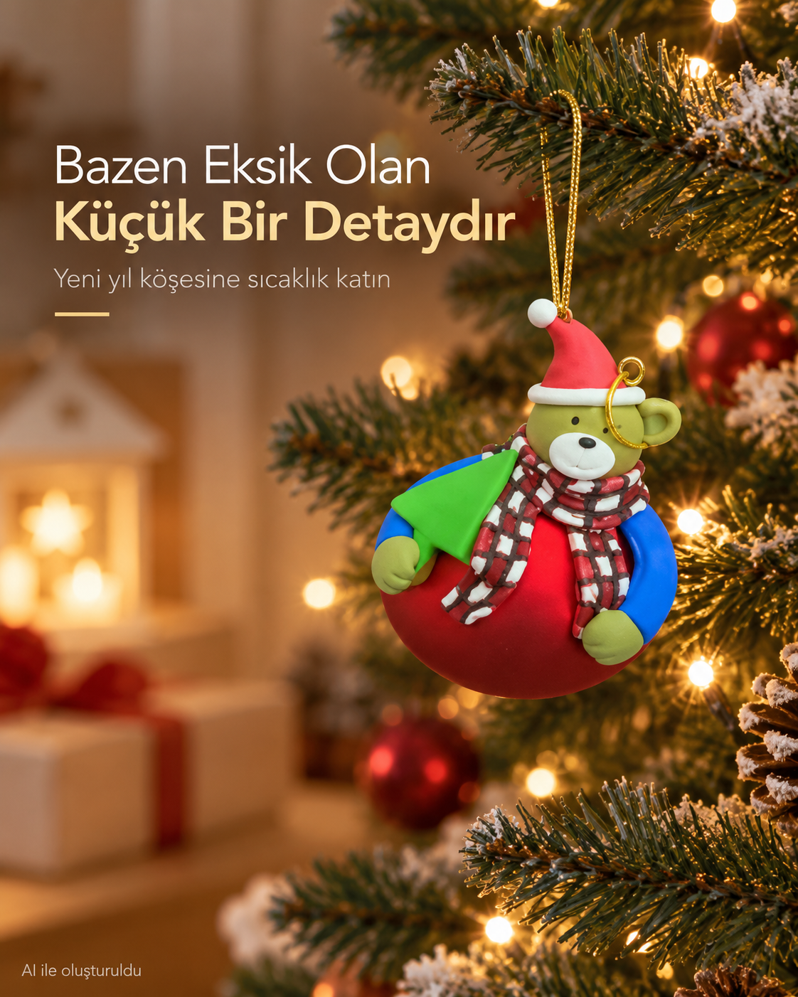 Ayıcıklı Yılbaşı Topu Yılbaşı Süsü Noel Süs