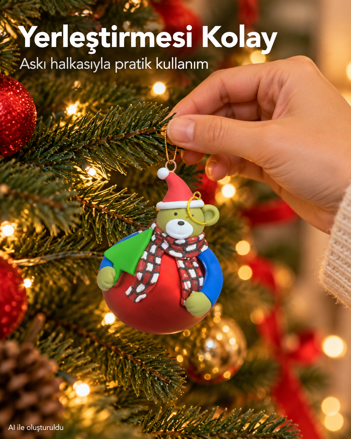 Ayıcıklı Yılbaşı Topu Yılbaşı Süsü Noel Süs