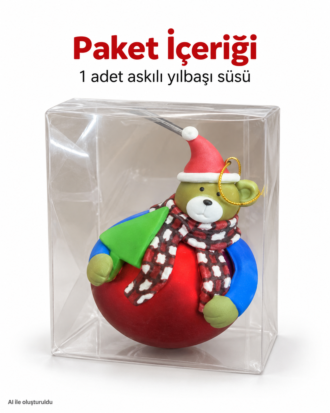 Ayıcıklı Yılbaşı Topu Yılbaşı Süsü Noel Süs