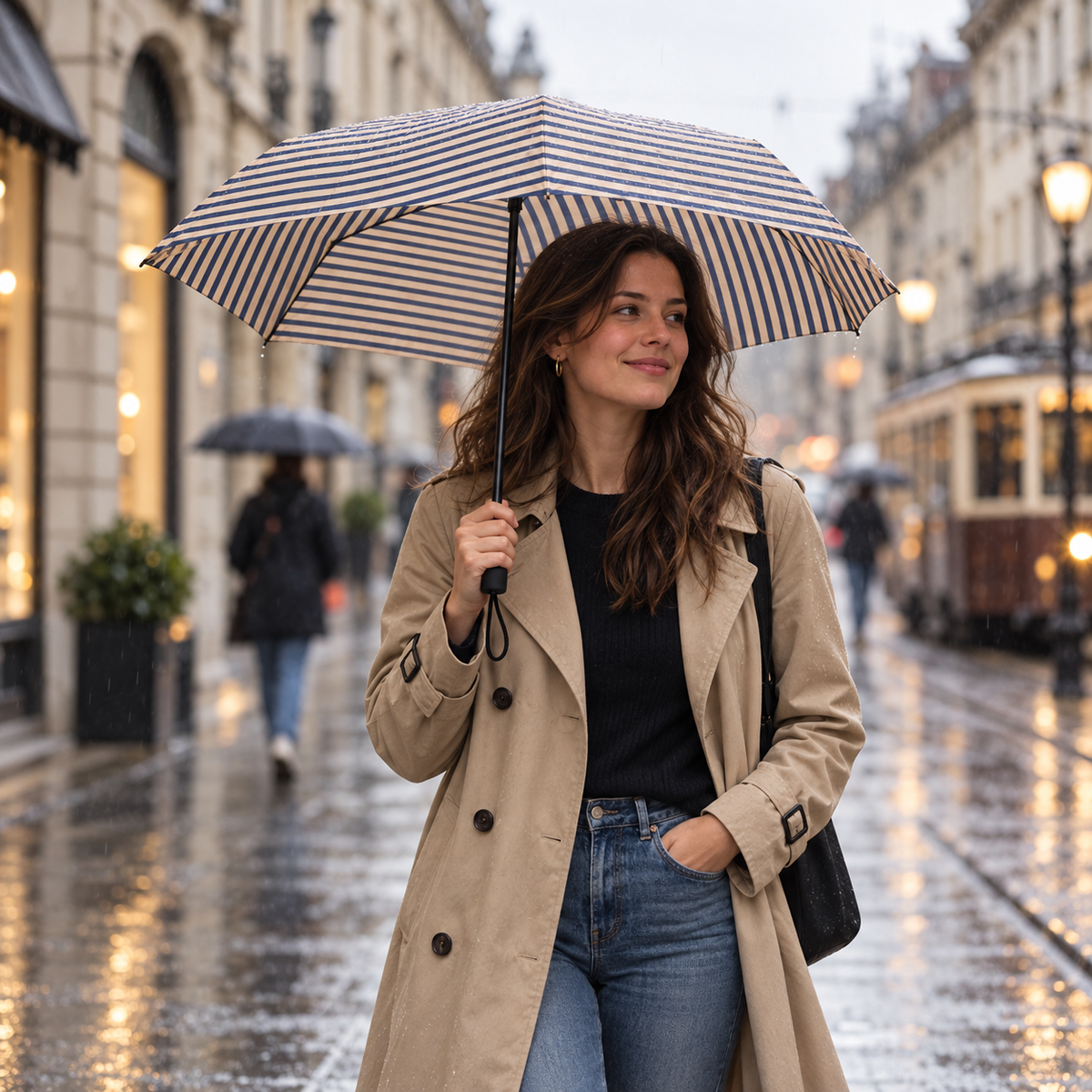 Çizgili Unisex Katlanır Rüzgara Dayanıklı Çizgili Mini Cep Şemsiye Hızlı Kurur Su Geçirmez