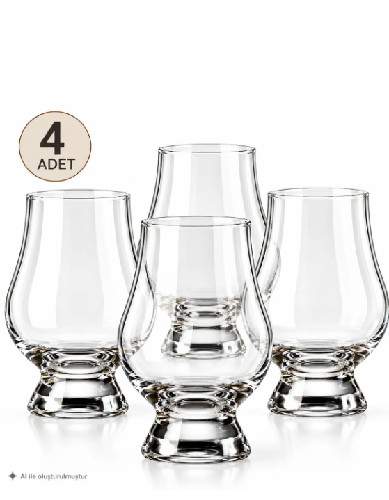 4 Adet Glencairn Tarzı Kristal Viski Bardağı – Premium Kokusuz Tadım Bardağı Degüstasyon Kadehi