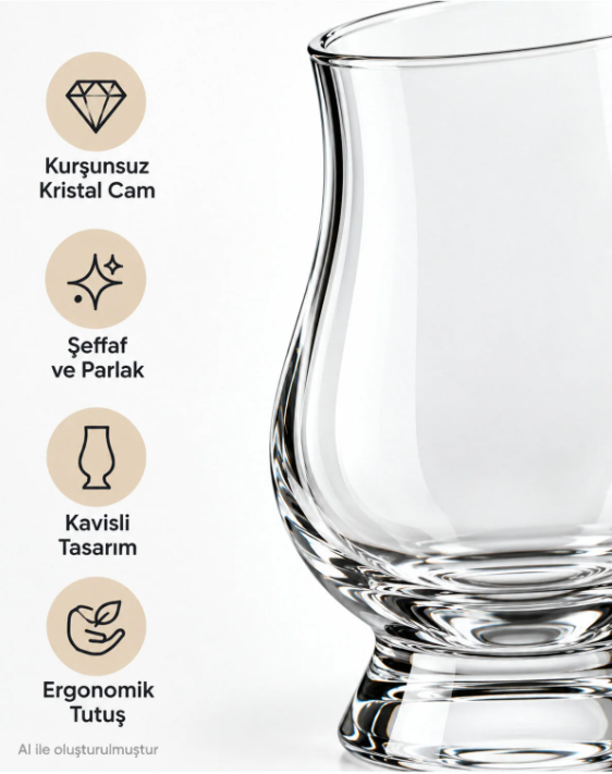 4 Adet Glencairn Tarzı Kristal Viski Bardağı – Premium Kokusuz Tadım Bardağı Degüstasyon Kadehi