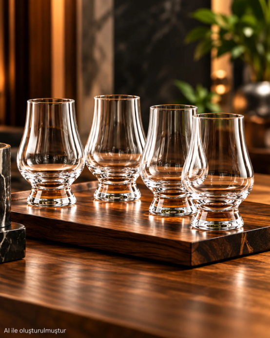 4 Adet Glencairn Tarzı Kristal Viski Bardağı – Premium Kokusuz Tadım Bardağı Degüstasyon Kadehi