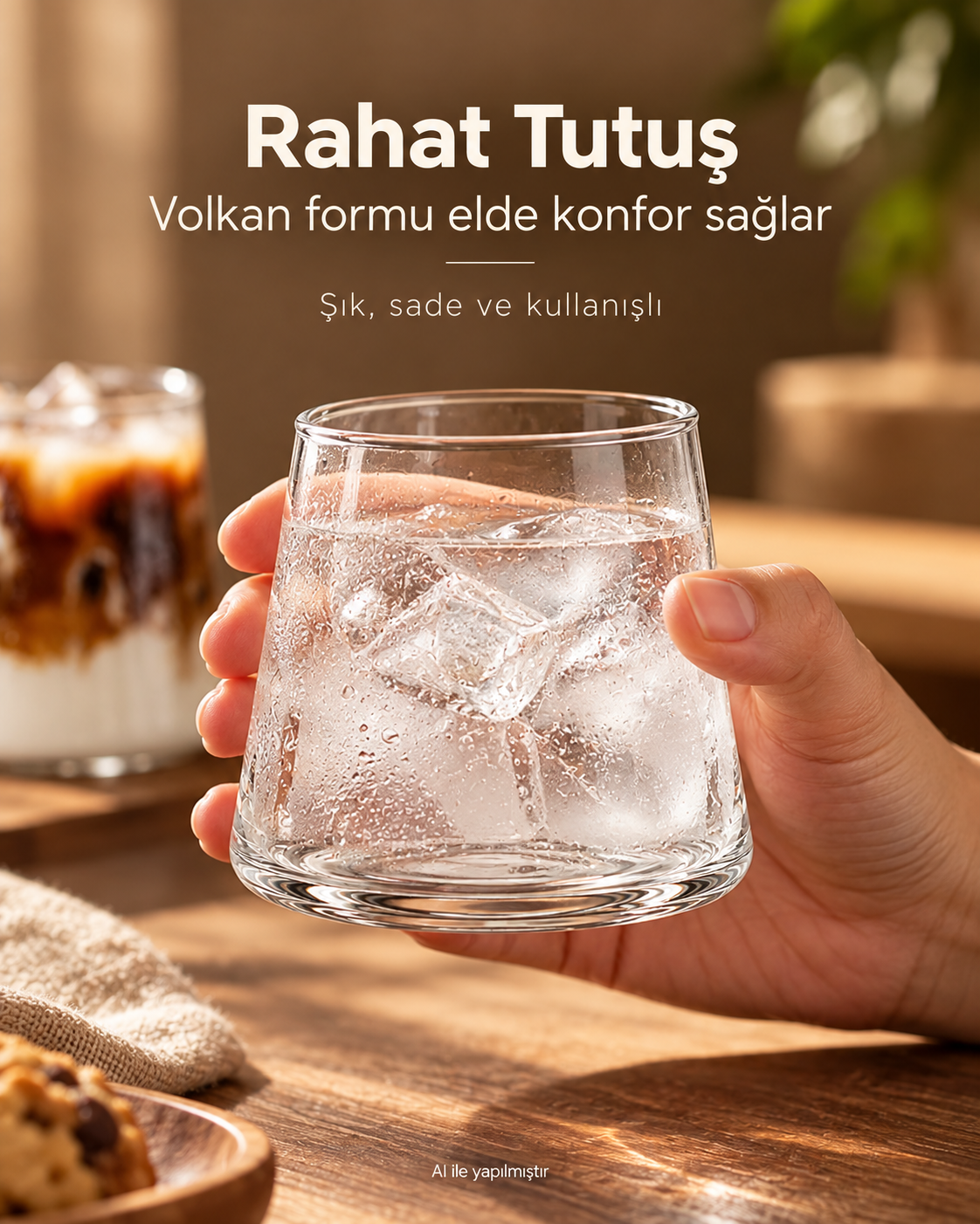 1 Adet Fuji Tasarımlı Volkan Formlu Borosilikat Cam Bardak