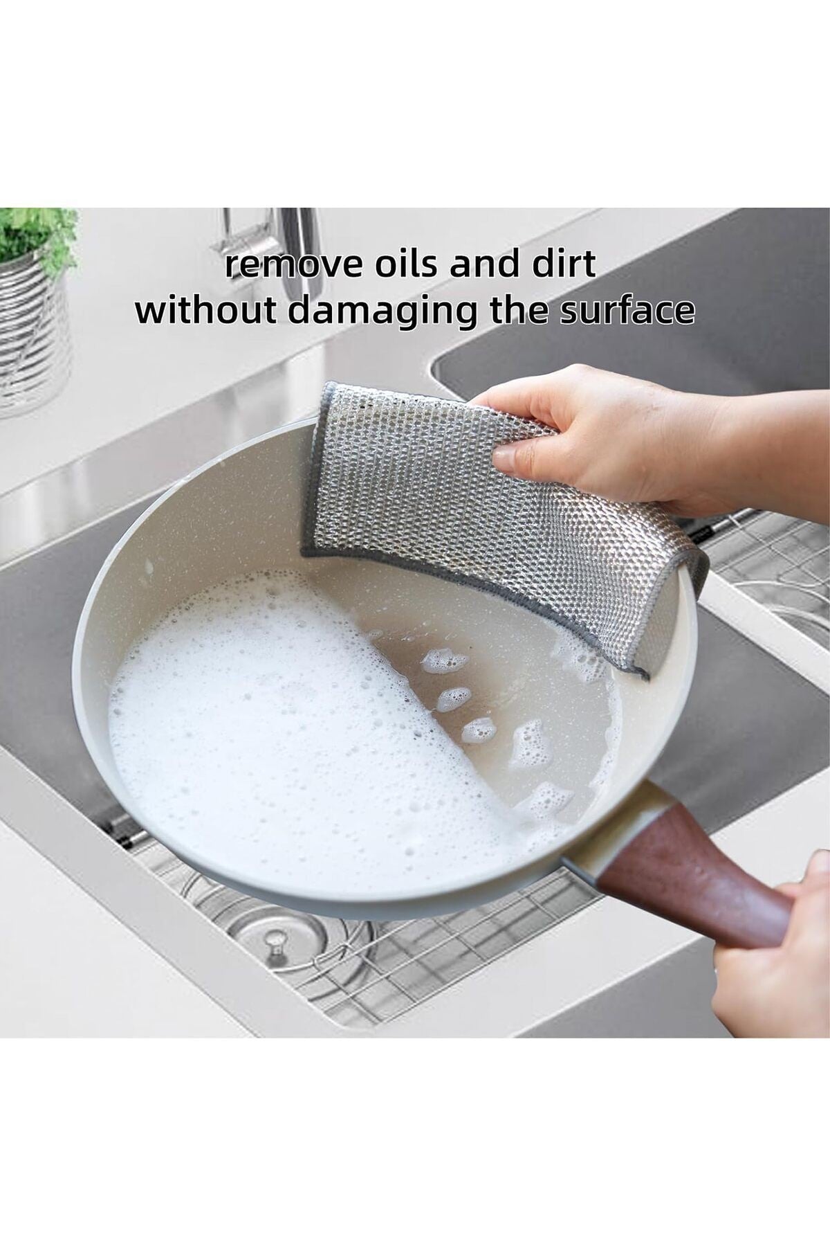 1 Adet Çift Katlı Çok Amaçlı Mucize Mikrofiber Inox Bez Telli Bulaşık Bezi , Mutfak Banyo Bezi