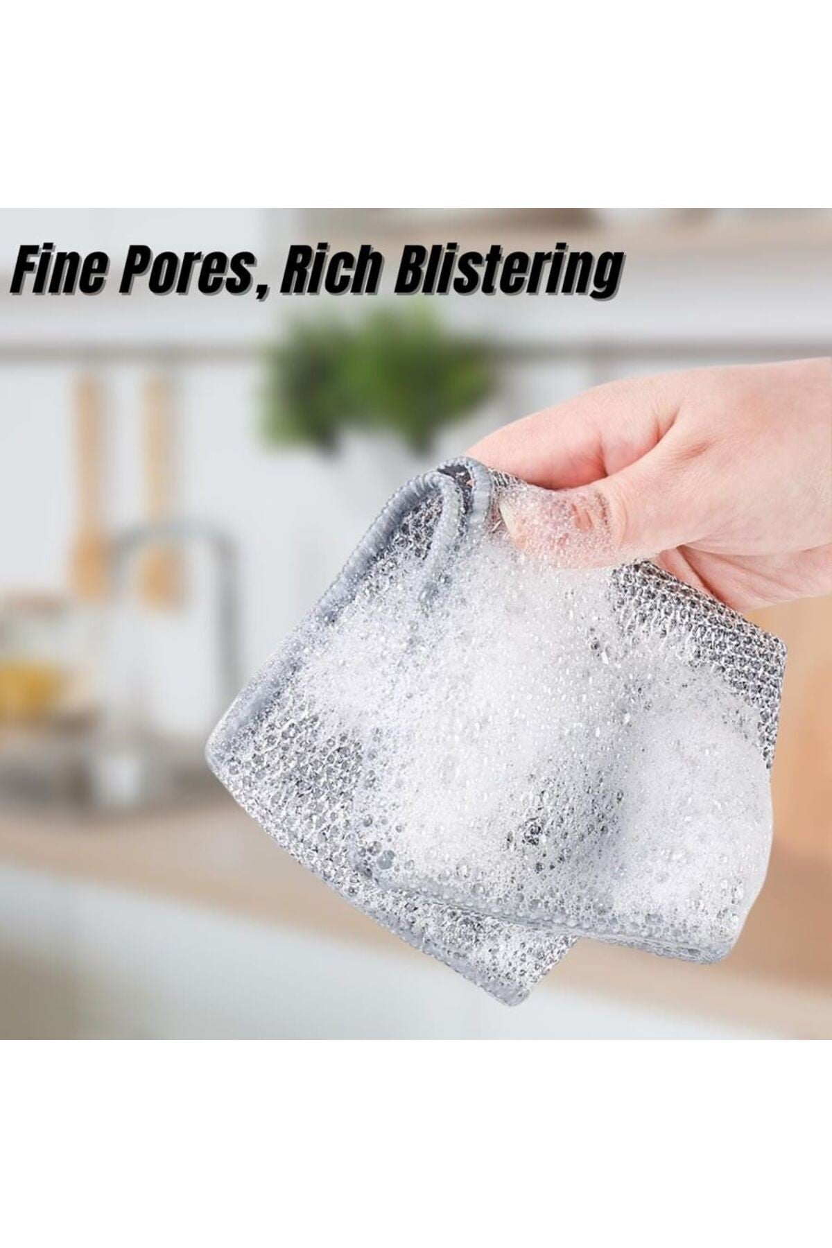 1 Adet Çift Katlı Çok Amaçlı Mucize Mikrofiber Inox Bez Telli Bulaşık Bezi , Mutfak Banyo Bezi