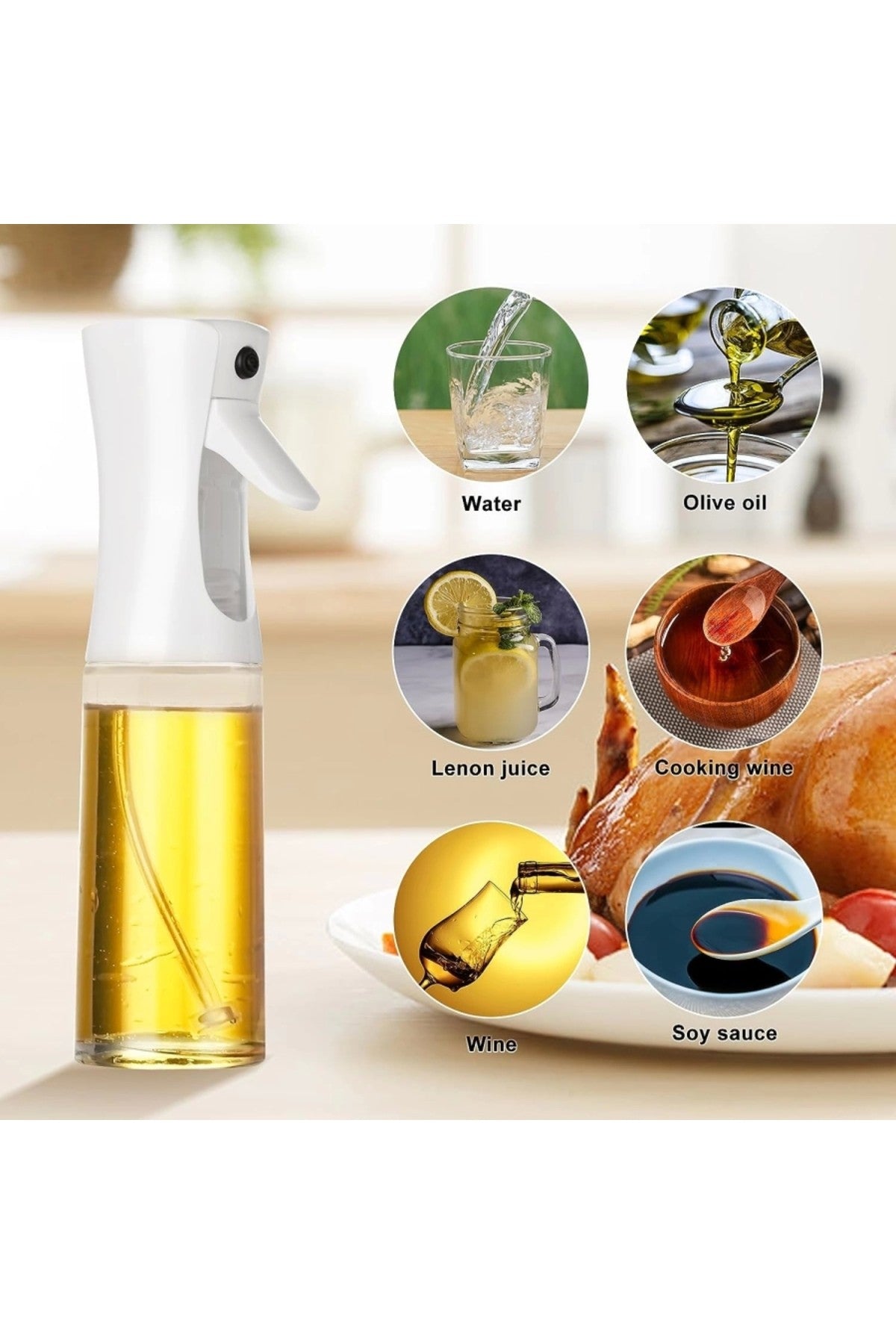 1 Adet Air Fryer Yağ Sprey Airfryer Için Yağdanlık Yağlık Sirke Zeytinyağ Püskürtücü Cam Şişe