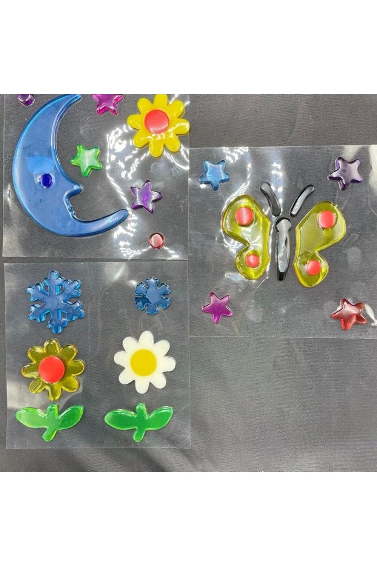 3 Adet Jel Sticker, Cam Sticker