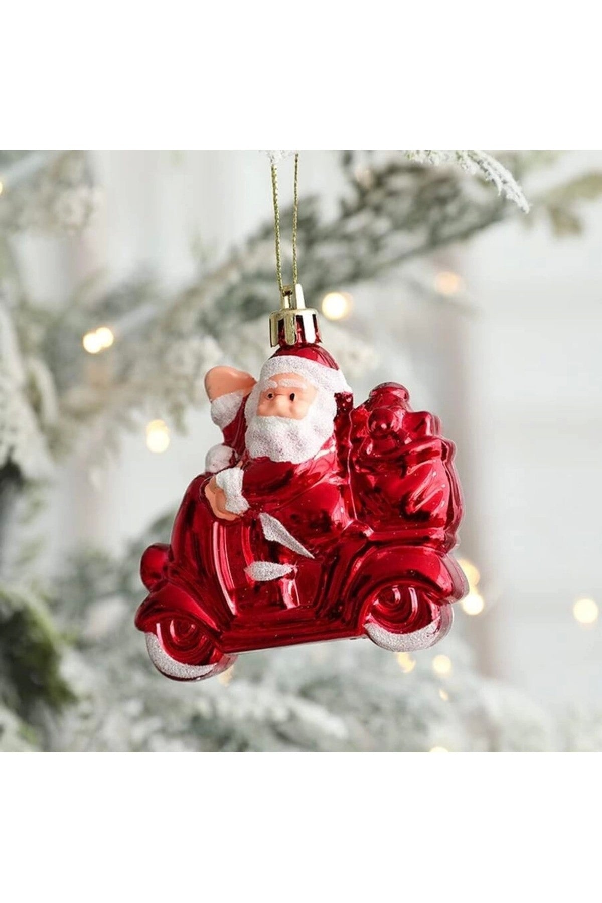 3 Adet Motorcu Noel Baba Çam Ağacı Süsü Parti Yılbaşı Ağacı Süslemeleri