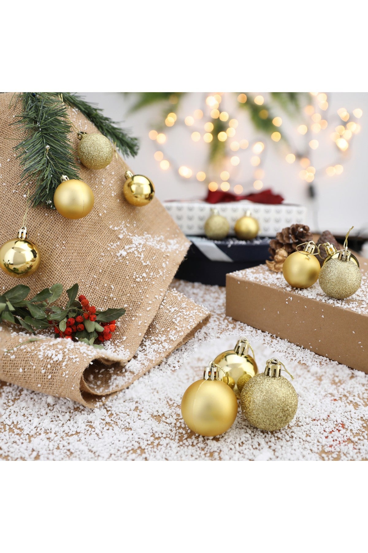 12'li Gold 4 Cm Yılbaşı Topu, Noel Topu,çam Ağacı Topu, Süs Topu
