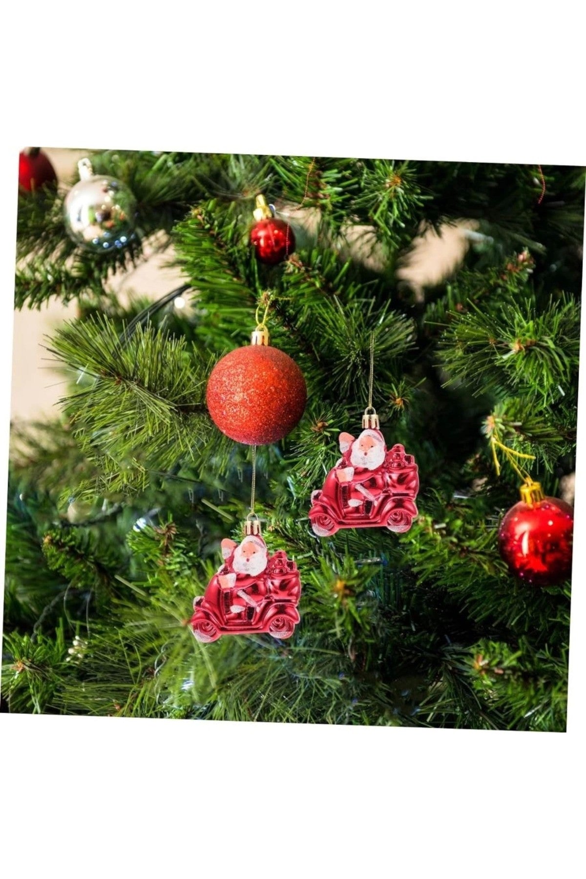 3 Adet Motorcu Noel Baba Çam Ağacı Süsü Parti Yılbaşı Ağacı Süslemeleri