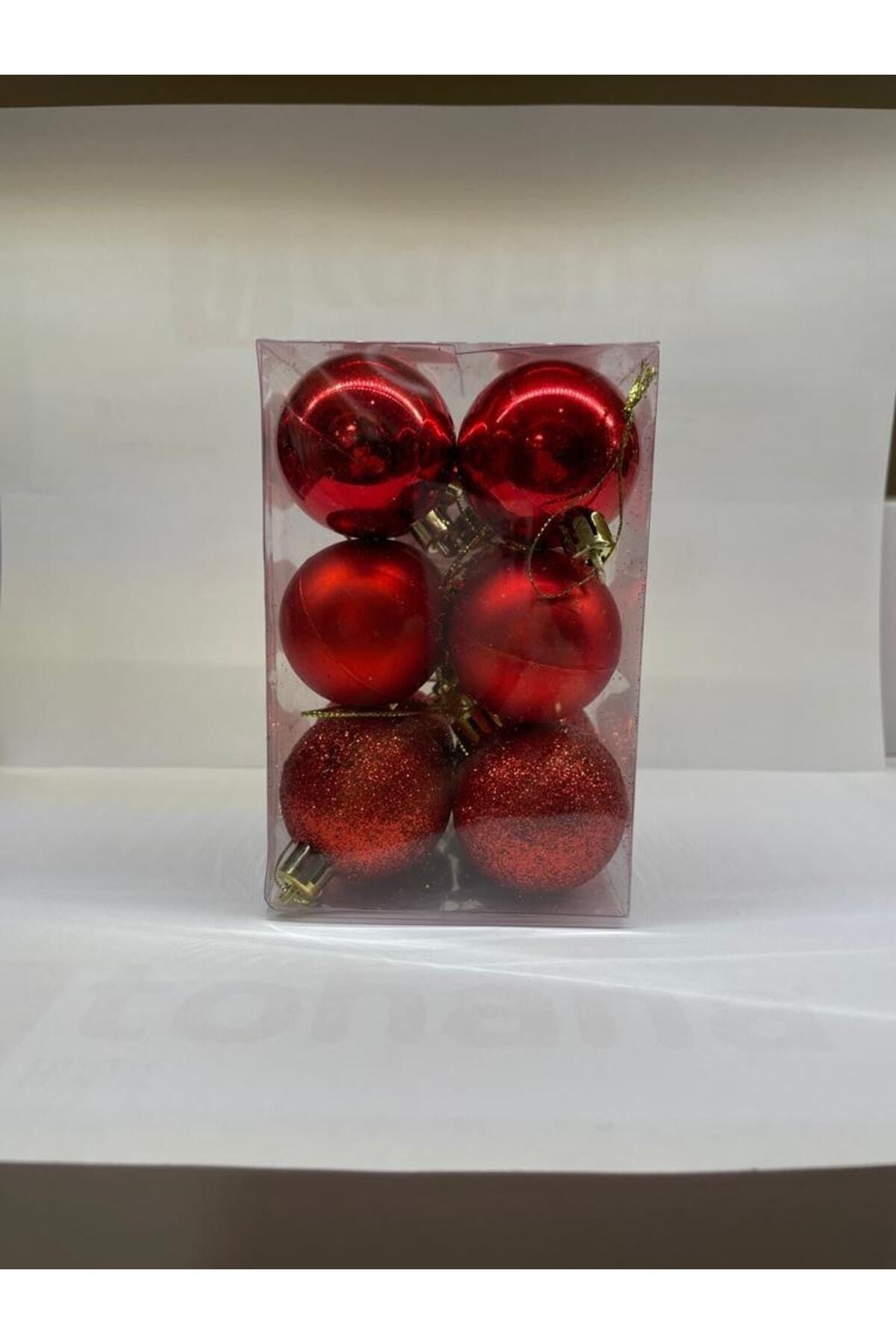 12'li Kırmızı 4 Cm Yılbaşı Topu, Noel Topu, Çam Ağacı Topu, Süs Topu