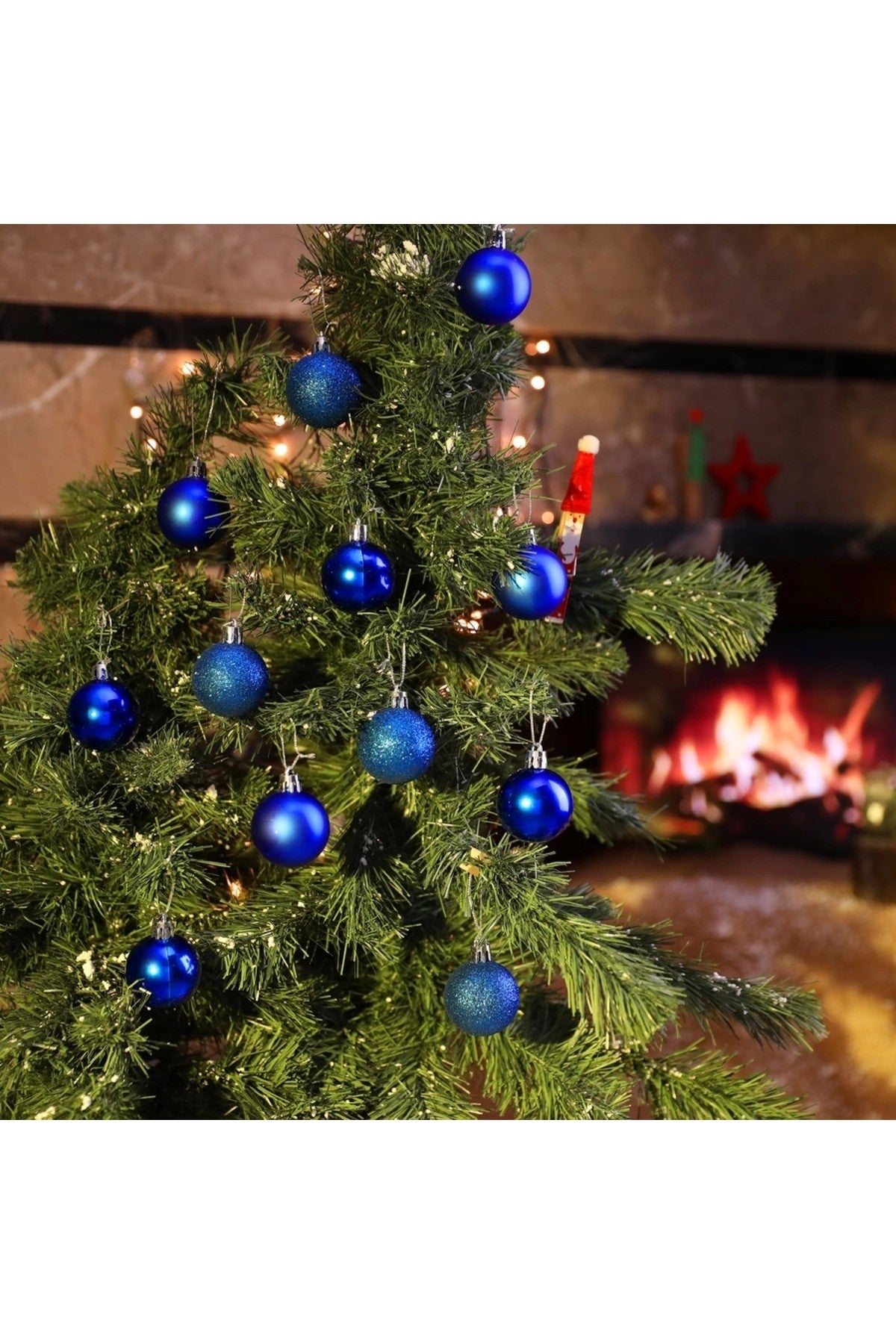12'li Mavi 4 Cm Yılbaşı Topu, Noel Topu, Çam Ağacı Topu, Süs Topu