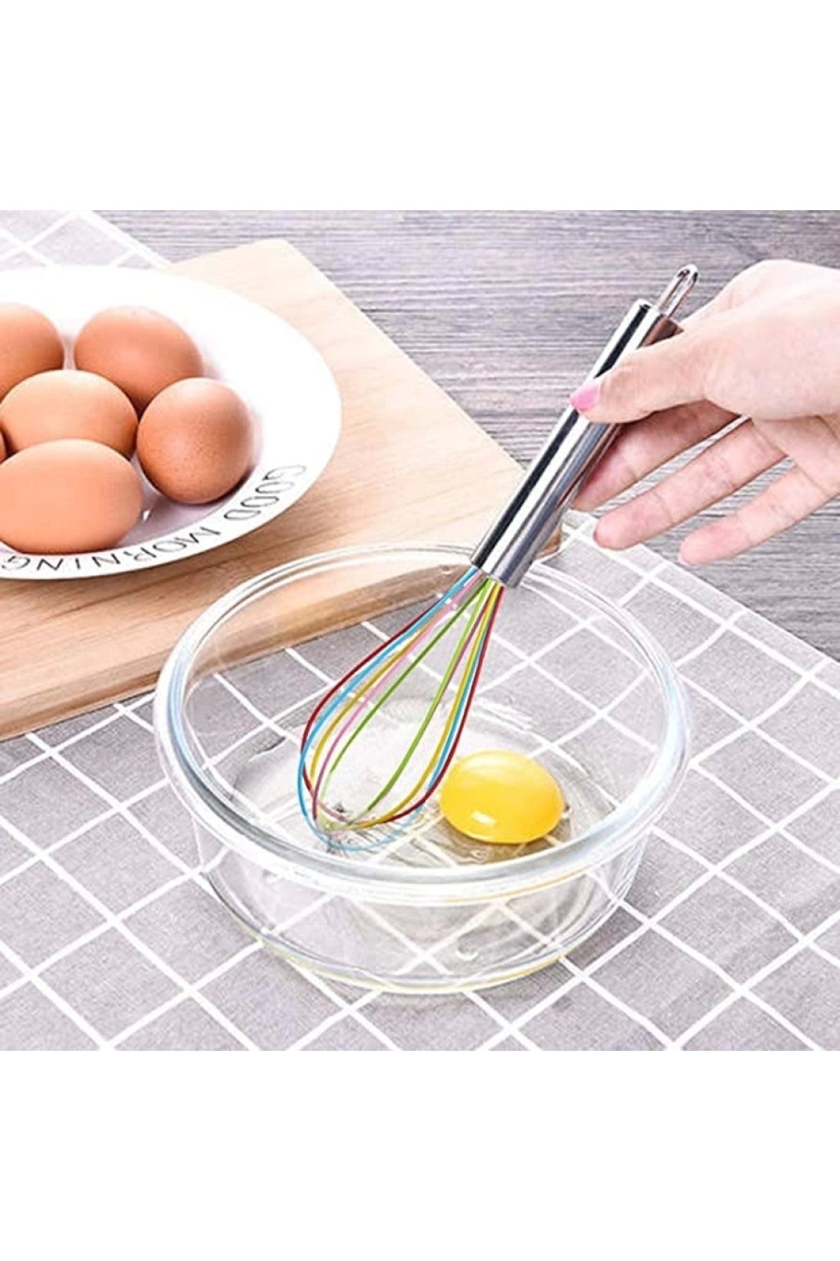 1 Adet Renkli Silikon Yapışmaz Çırpıcı Pratik Yumurta Çırpıcı Yemek Pişirmek Için (29 CM)
