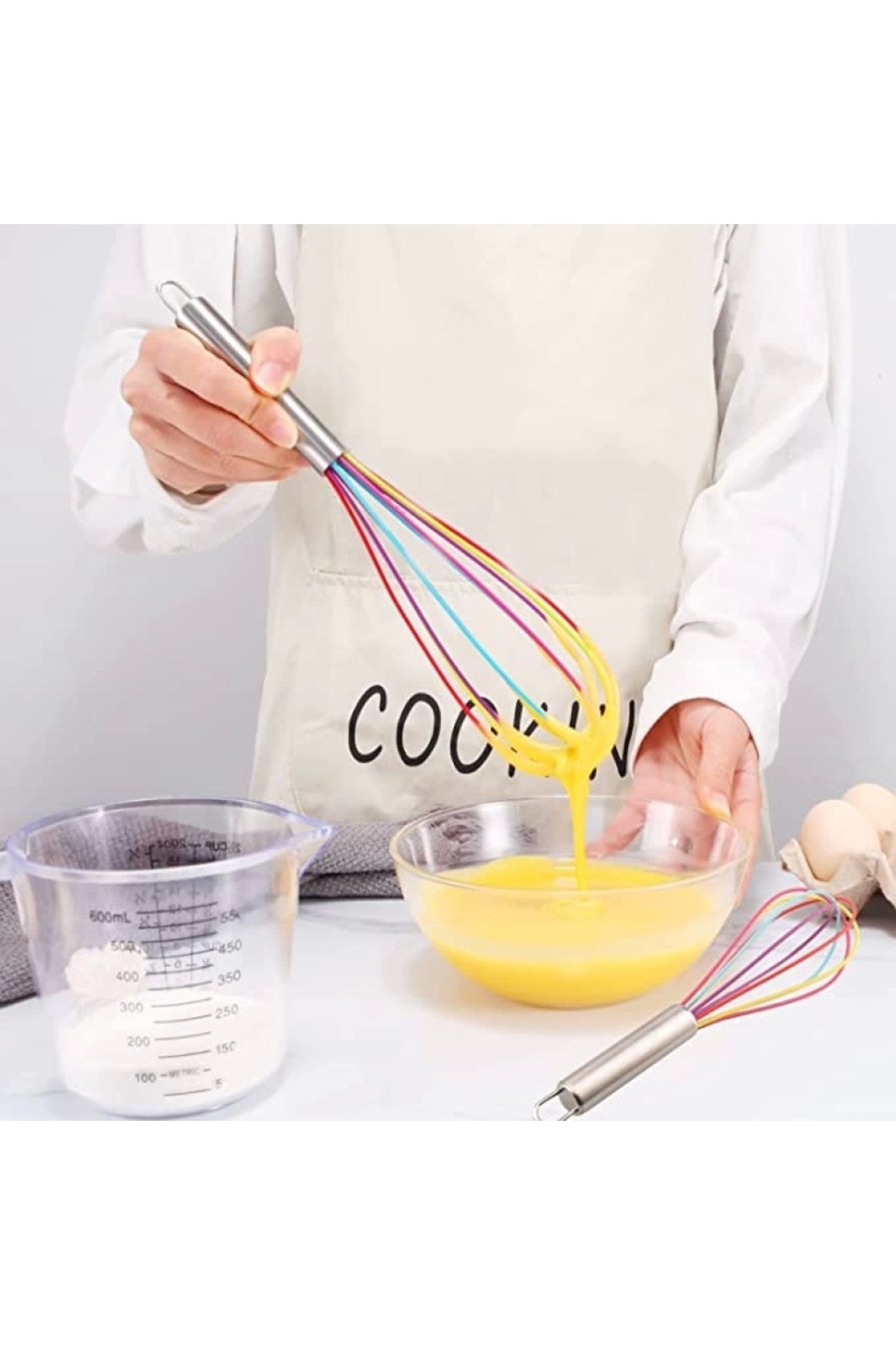 1 Adet Renkli Silikon Yapışmaz Çırpıcı Pratik Yumurta Çırpıcı Yemek Pişirmek Için (29 CM)