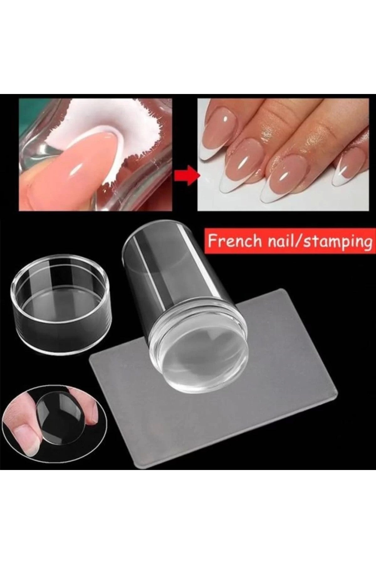 Silikon Oje Şekillendiricisi, Tırnak Süs Damgalama Aleti, French Nail Stamper