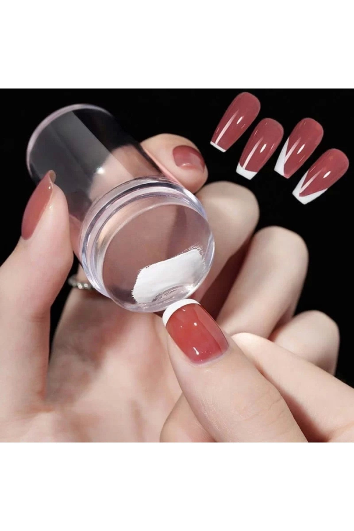 Silikon Oje Şekillendiricisi, Tırnak Süs Damgalama Aleti, French Nail Stamper